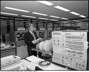 ibm computers black and white room