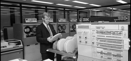 ibm computers black and white room