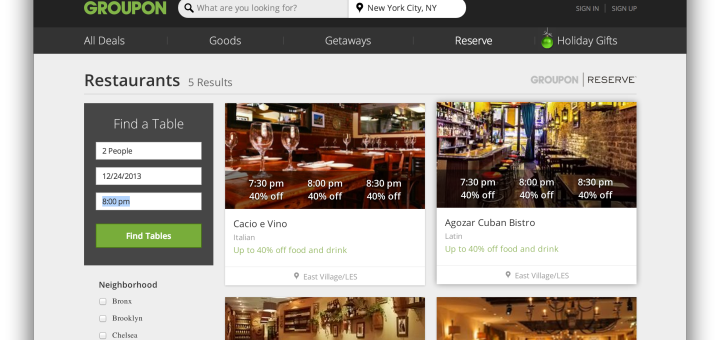 This is Groupon Reserve, one of the best apps for finding good food near you